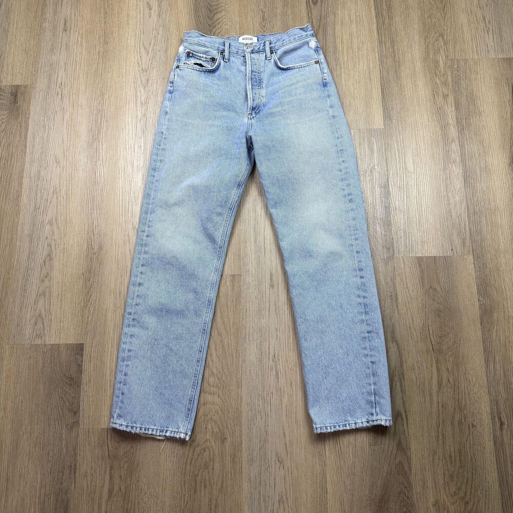 AGOLDE Jeans Womens 25 Light Wash High Rise Relaxed Straight Distressed Denim